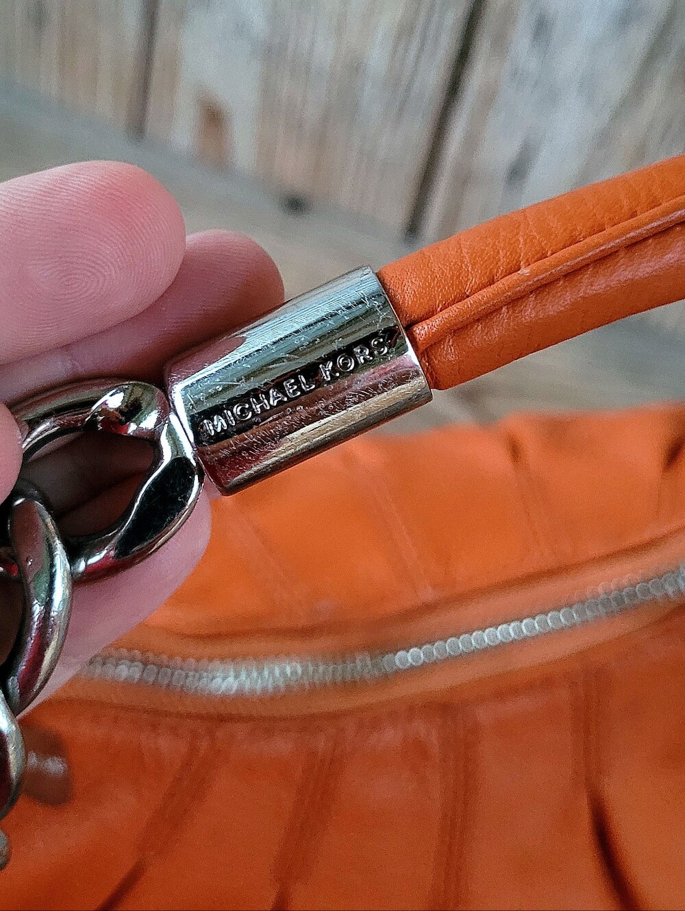 *Rare* Y2K Michael Kors Orange Pebbled Leather Top Carry Or Shoulder Handbag - Picture 4 of 11